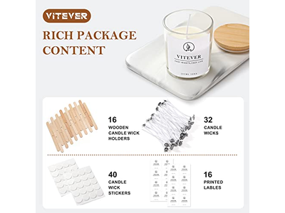 10 OZ Thick Glass Candle Jars with Bamboo Lids and Candle Wick Kit