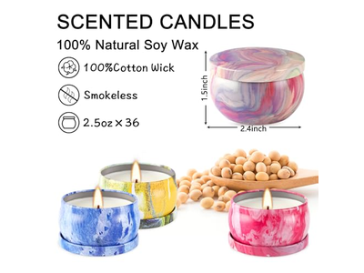 Scented Candles Gifts Set 24 Pack Soy Wax Travel Tin Jar Candles